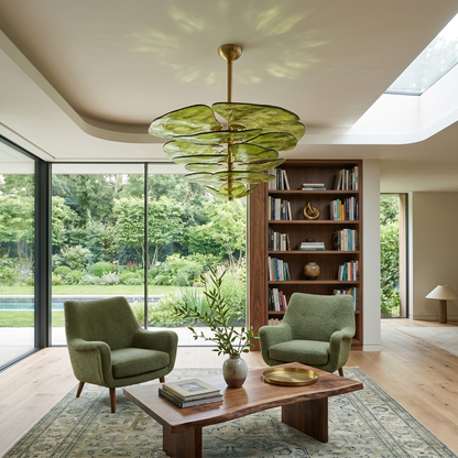 Lotus Leaf Layered Glass Chandelier