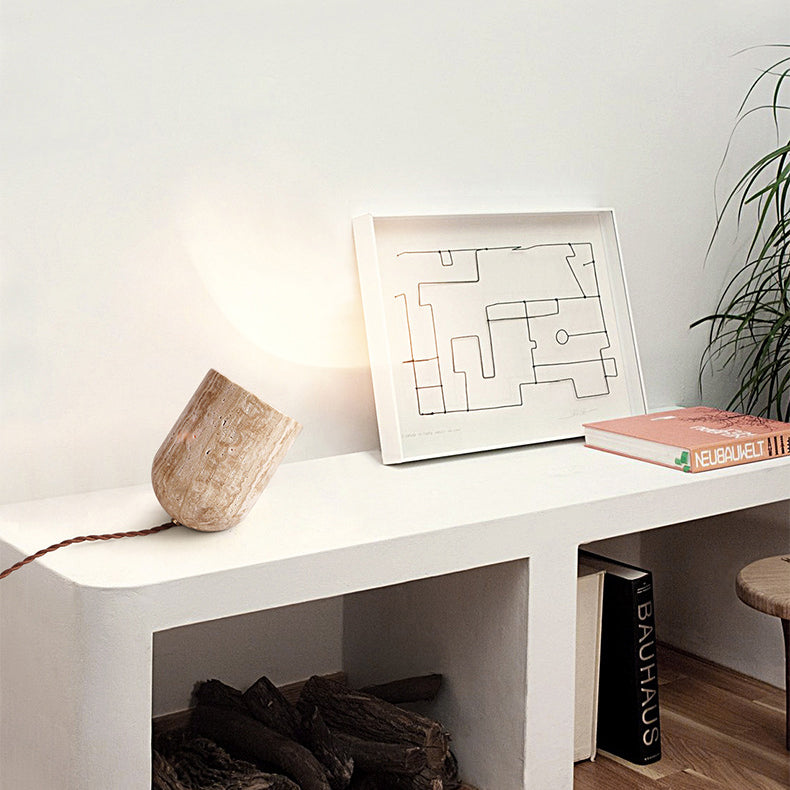 Japanese-style cylindrical table lamp with night light function
