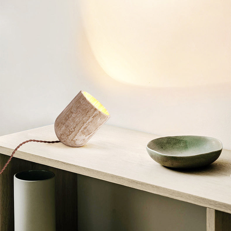 Japanese-style cylindrical table lamp with night light function