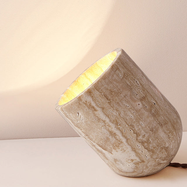 Japanese-style cylindrical table lamp with night light function