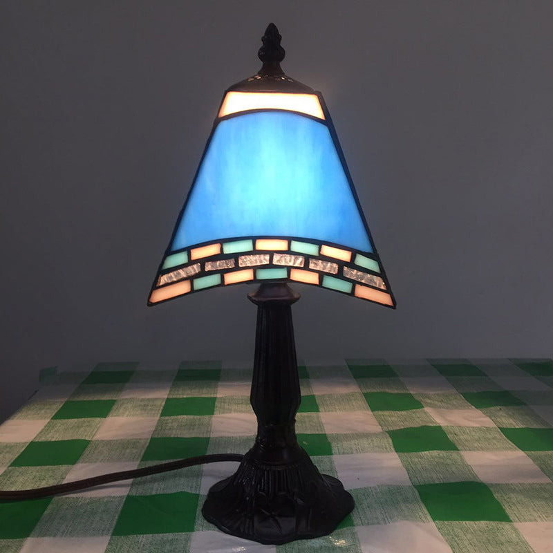 Navy blue night light with glass shade
