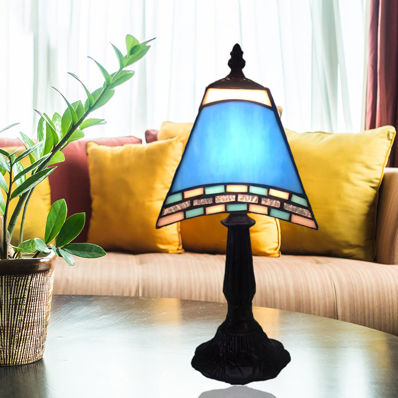 Navy blue night light with glass shade