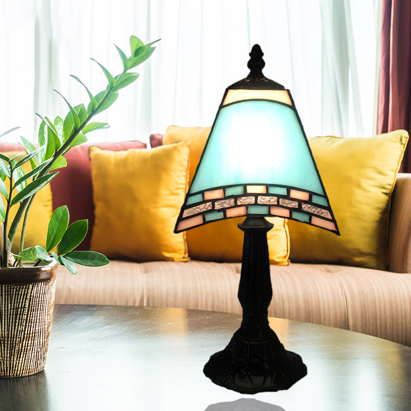 Navy blue night light with glass shade
