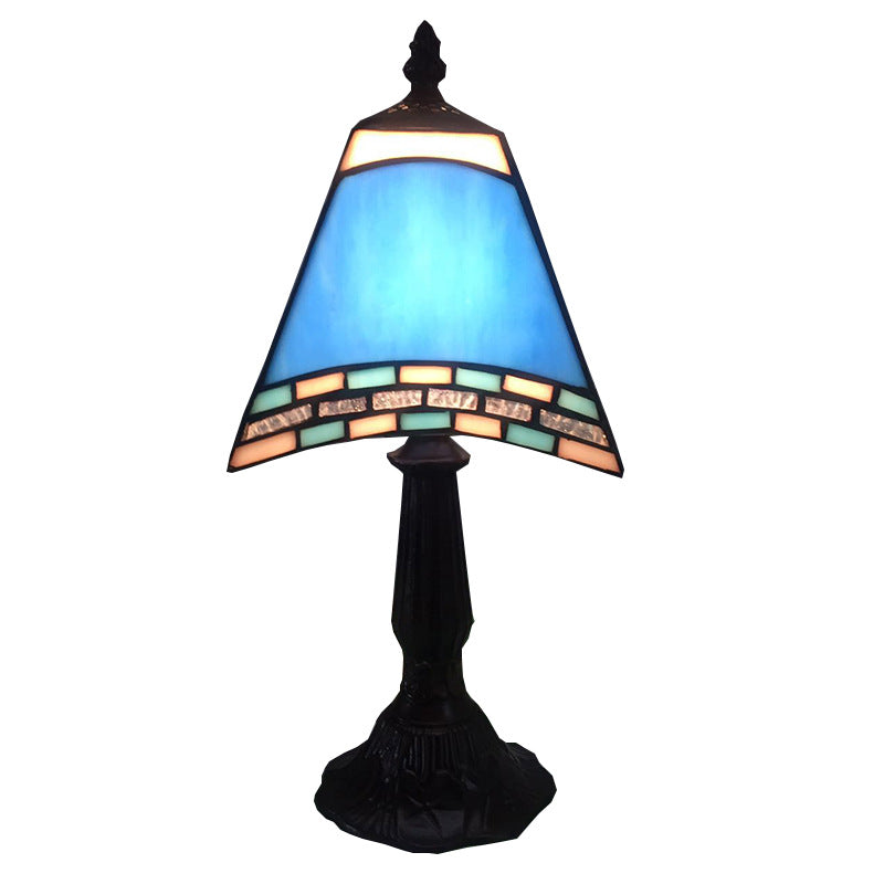Navy blue night light with glass shade