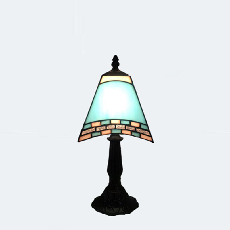 Navy blue night light with glass shade