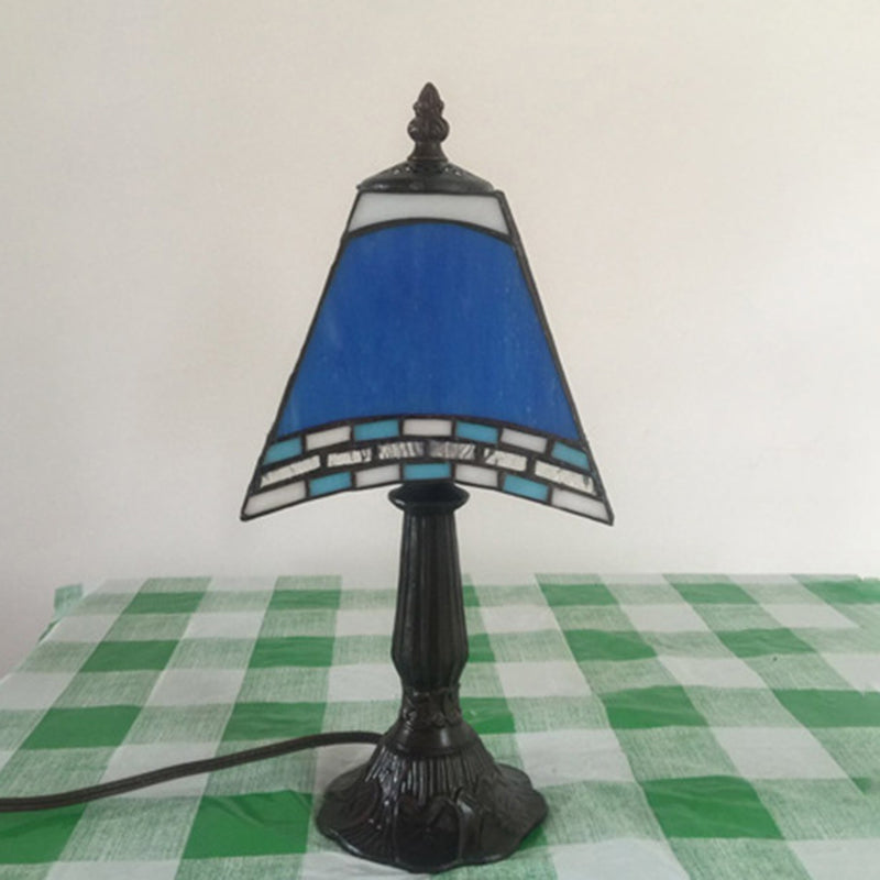 Navy blue night light with glass shade