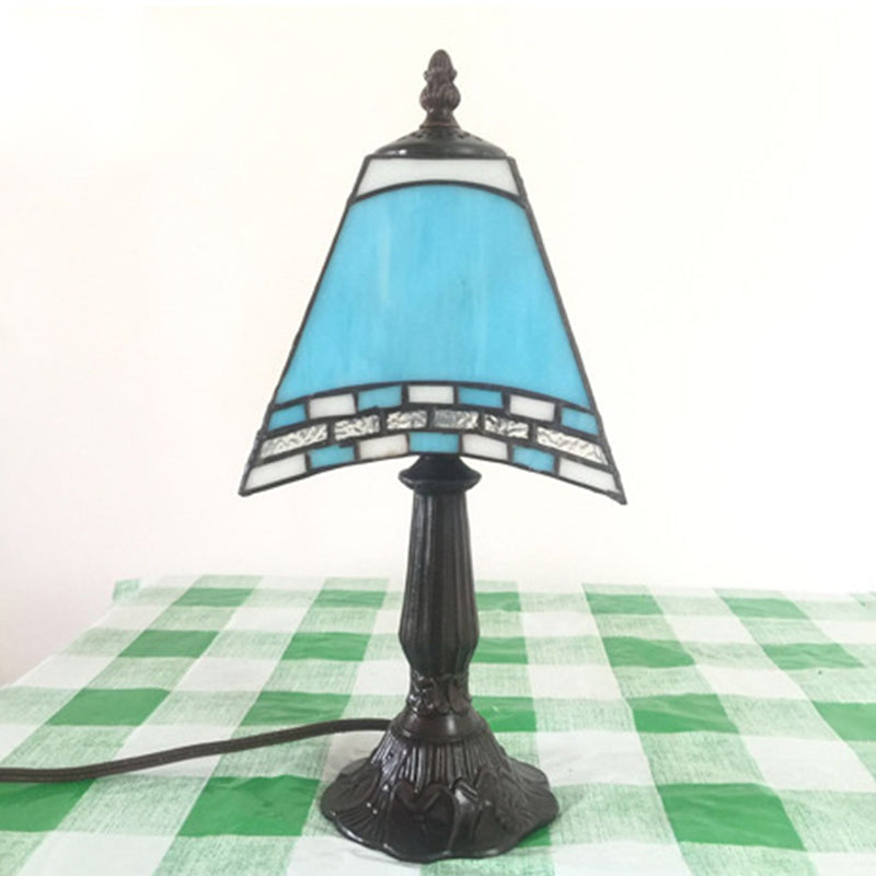 Navy blue night light with glass shade