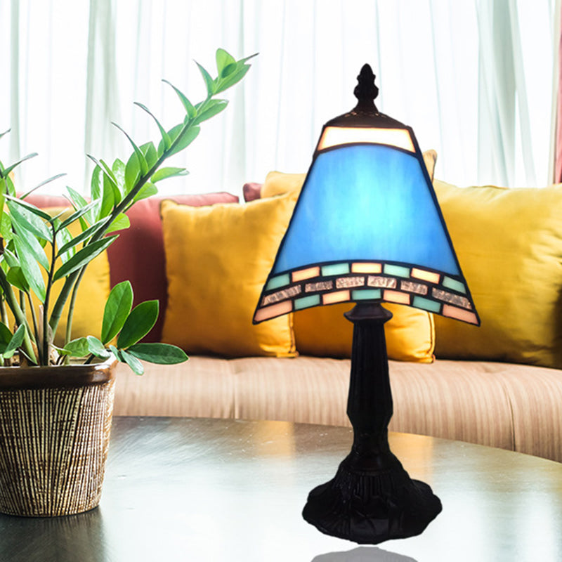 Navy blue night light with glass shade