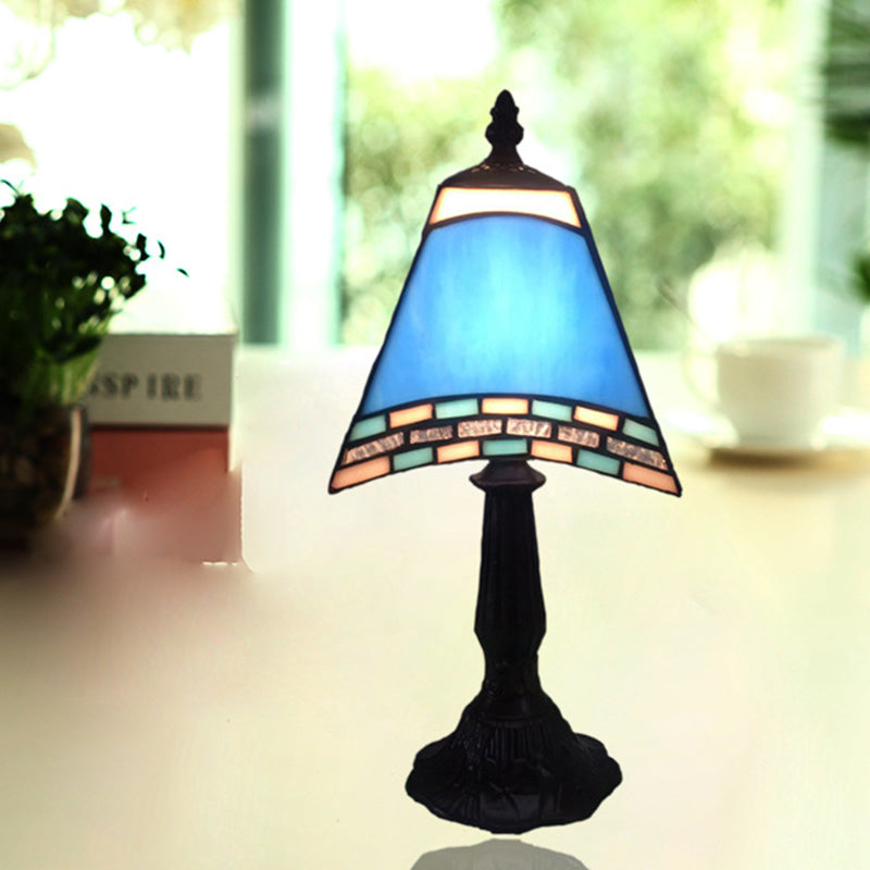Navy blue night light with glass shade