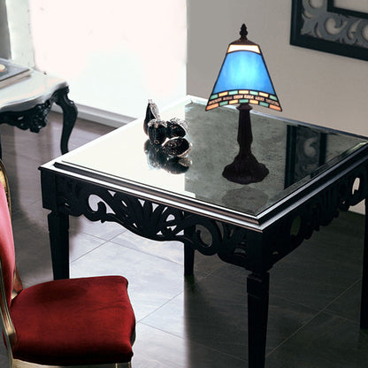 Navy Night Light - Glass Shade Bedside Lamp