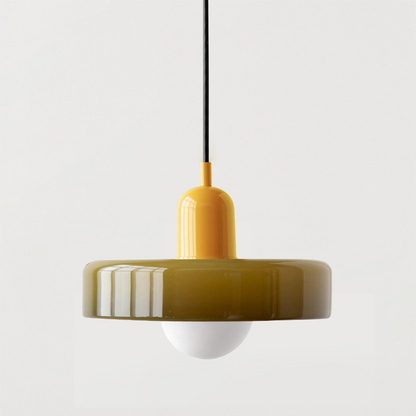 Bauhaus style glass pendant light with ring shade