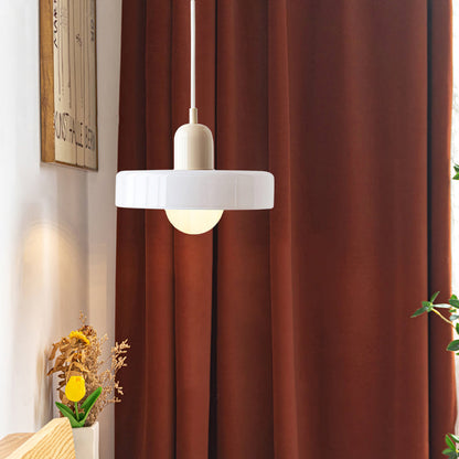 Bauhaus style glass pendant light with ring shade