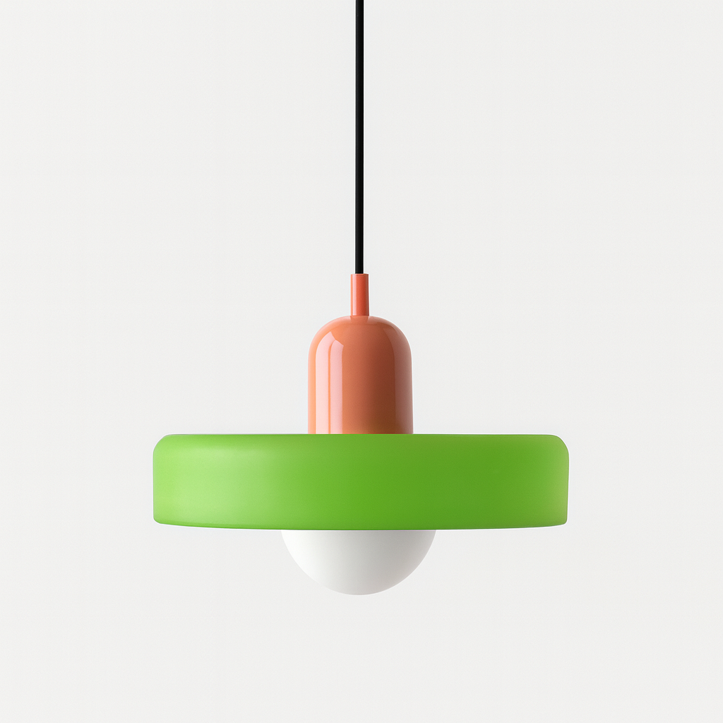 Bauhaus style glass pendant light with ring shade