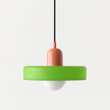 Bauhaus style glass pendant light with ring shade