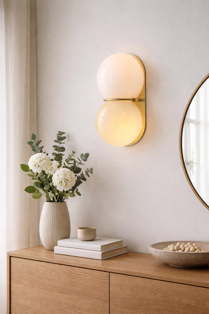 Capella Mid Century Modern Duo Sphere Wall Light Sconce