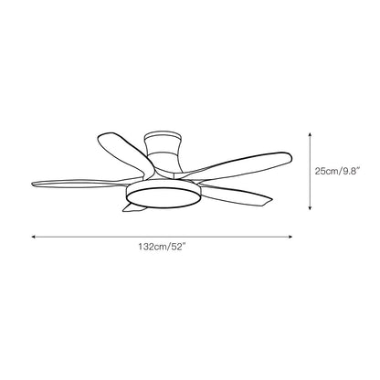 52 Inch Ceiling Fan with Light – Wood-Effect & Brass, 132cm, Warm LED, Remote Control