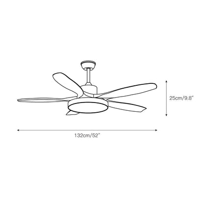 52 Inch Ceiling Fan with Light – Wood-Effect & Brass, 132cm, Warm LED, Remote Control
