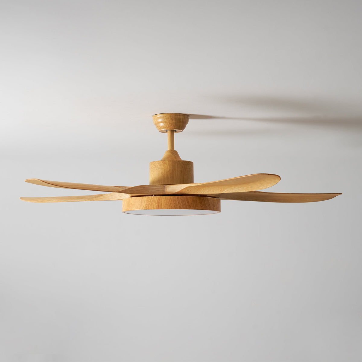 52 Inch Ceiling Fan with Light – Wood-Effect & Brass, 132cm, Warm LED, Remote Control
