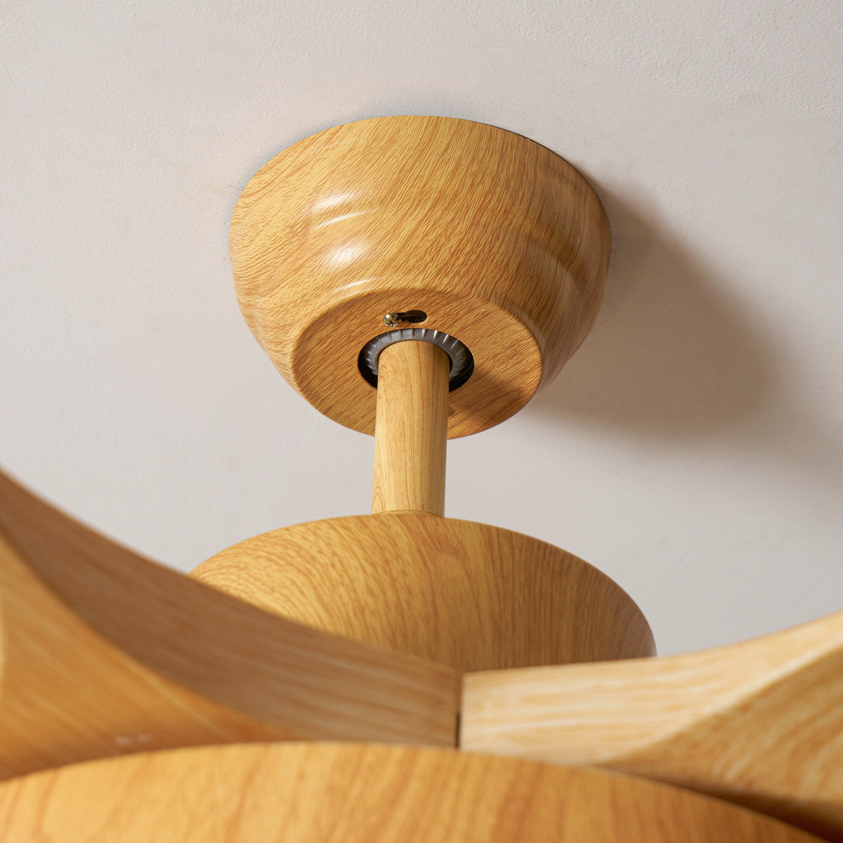 52 Inch Ceiling Fan with Light – Wood-Effect & Brass, 132cm, Warm LED, Remote Control