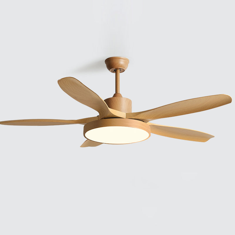 52 Inch Ceiling Fan with Light – Wood-Effect & Brass, 132cm, Warm LED, Remote Control