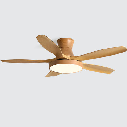 52 Inch Ceiling Fan with Light – Wood-Effect & Brass, 132cm, Warm LED, Remote Control