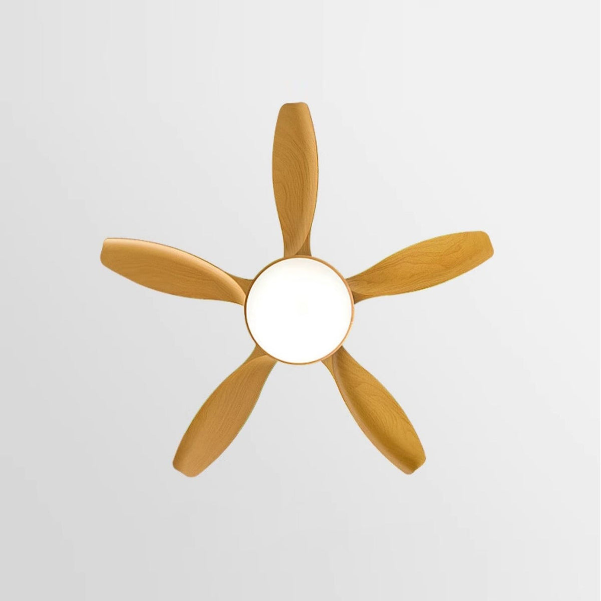52 Inch Ceiling Fan with Light – Wood-Effect & Brass, 132cm, Warm LED, Remote Control