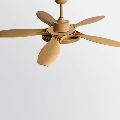 52 Inch Ceiling Fan with Light – Wood-Effect & Brass, 132cm, Warm LED, Remote Control