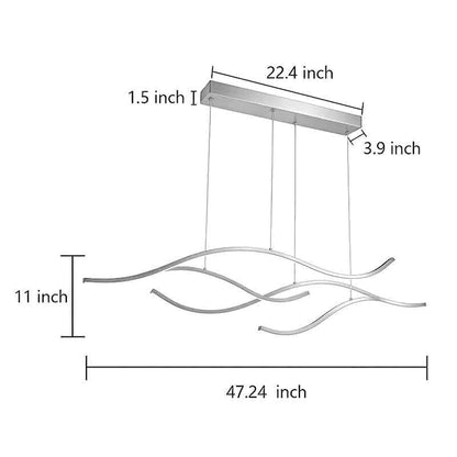 Curved LED Pendant Light Wavy LED Metal Ceiling Light