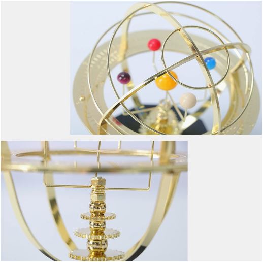 Brass Orrery – Handcrafted Solar System Model, Hand-Turned Planets, Desk Gift for Astronomy Lovers
