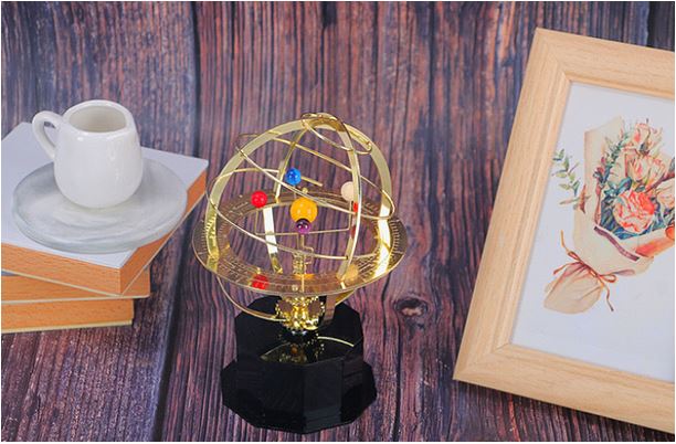 Brass Orrery – Handcrafted Solar System Model, Hand-Turned Planets, Desk Gift for Astronomy Lovers