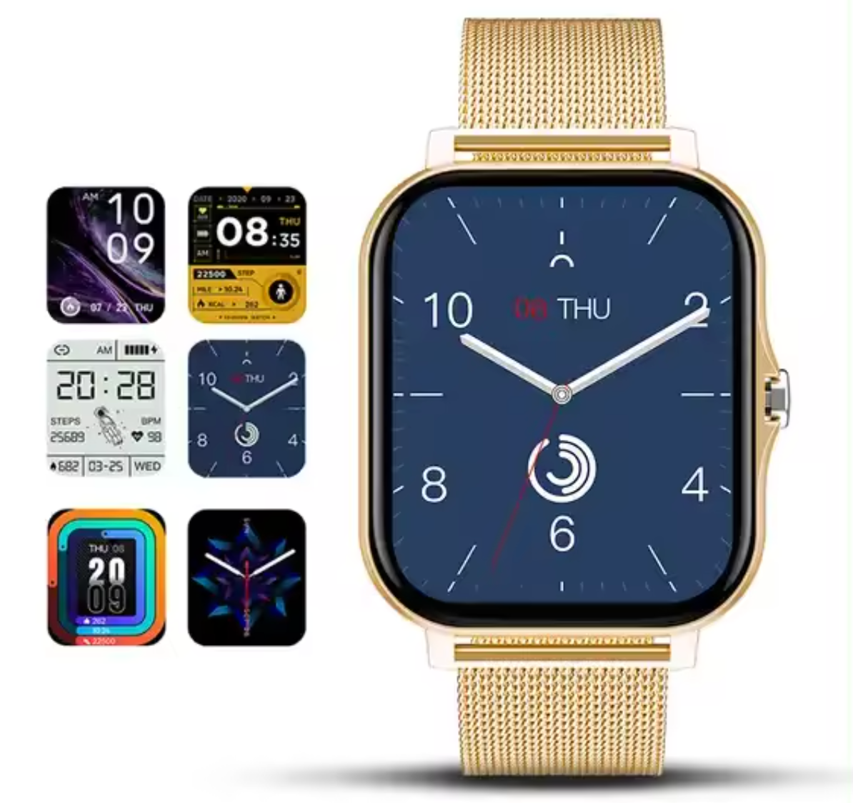 Women's Smart Watch – Elegant Fitness & Notification Watch, Gold, Silver, Black or Pink