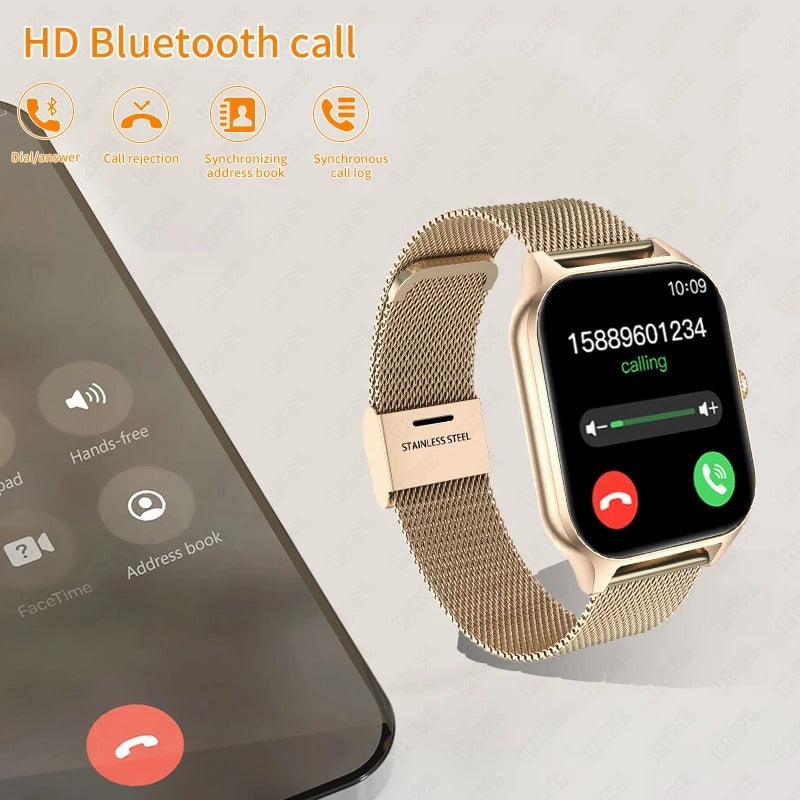 Women's Smart Watch – Elegant Fitness & Notification Watch, Gold, Silver, Black or Pink