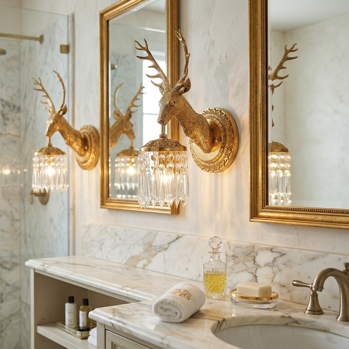 Antler Crystal Wall Lamp