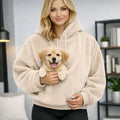 Cozy Pet Carrier Hoodie | Plush Cat & Dog Carrier with Soft Front Pouch | Hands-Free Comfort for Travel