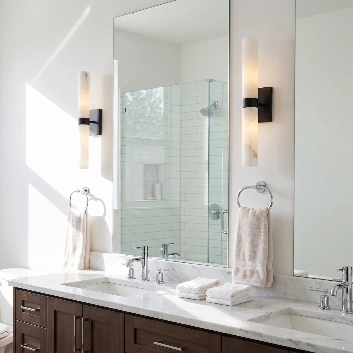 Dani Modern Alabaster Double Tube Wall Sconce
