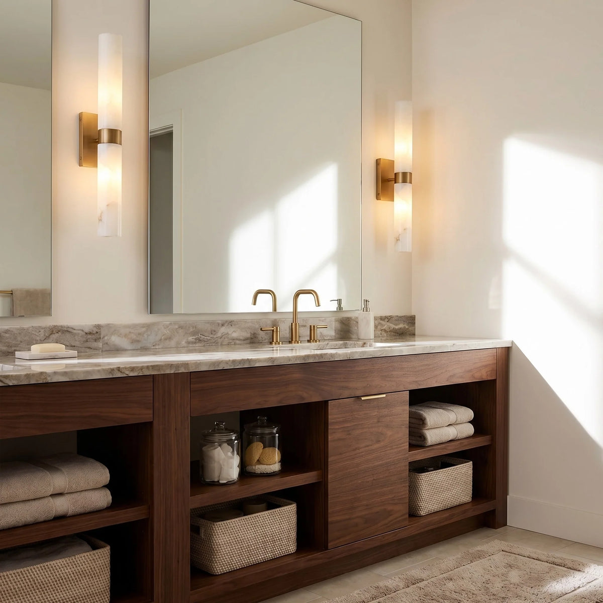 Dani Modern Alabaster Double Tube Wall Sconce