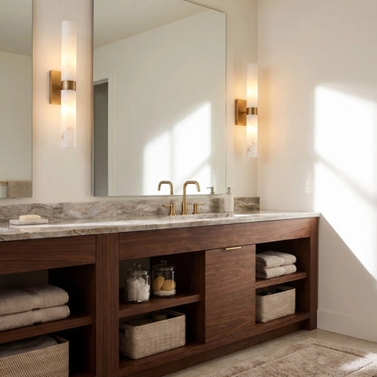 Dani Modern Alabaster Double Tube Wall Sconce