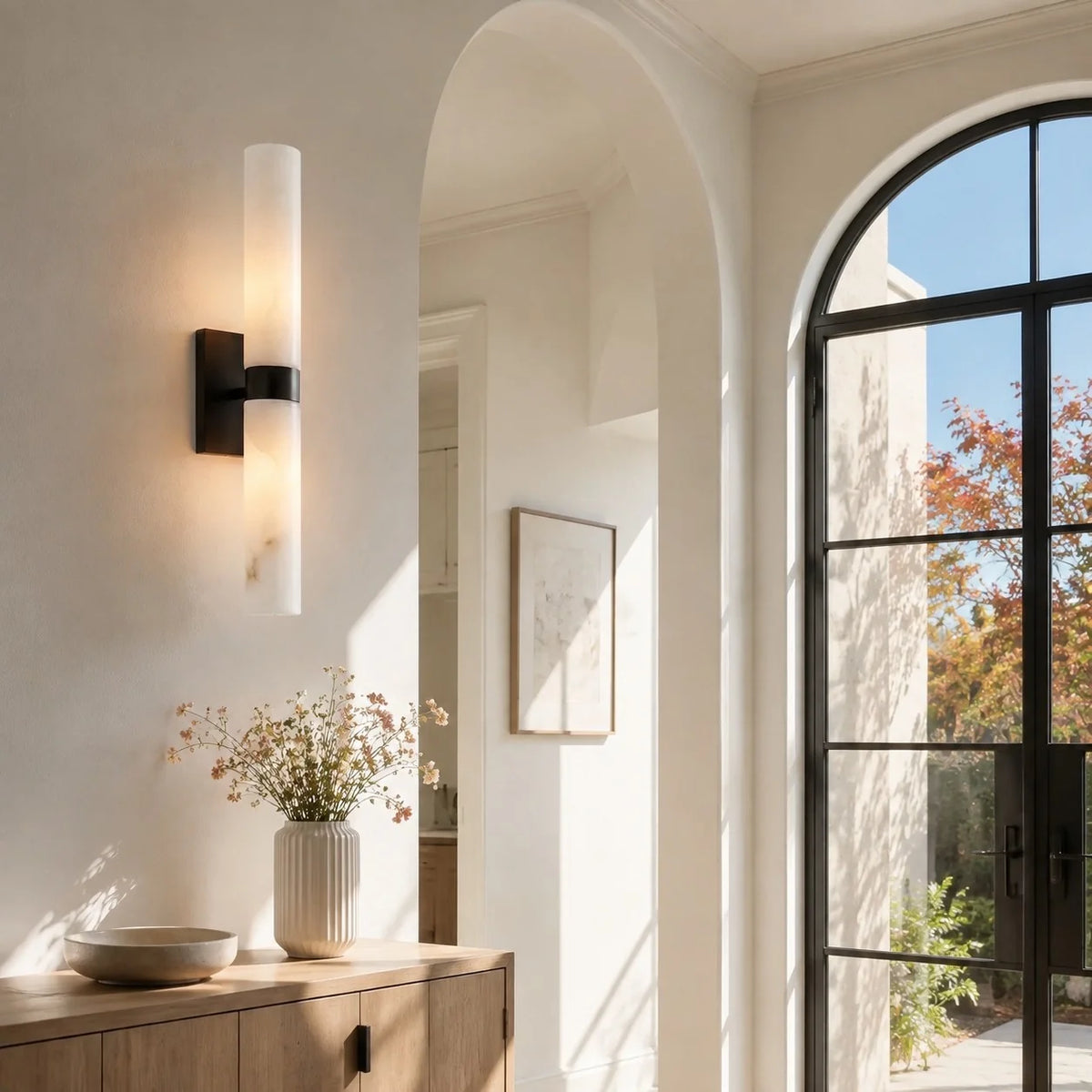 Dani Modern Alabaster Double Tube Wall Sconce