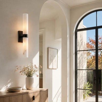 Dani Modern Alabaster Double Tube Wall Sconce