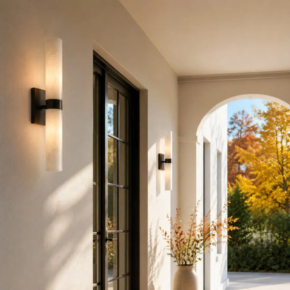 Dani Modern Alabaster Double Tube Wall Sconce