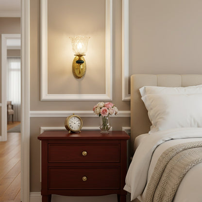 Ceramic Wall Sconce – Brass Arm with Hand-Painted Ceramic Backplate, Single or Double, Classic Style