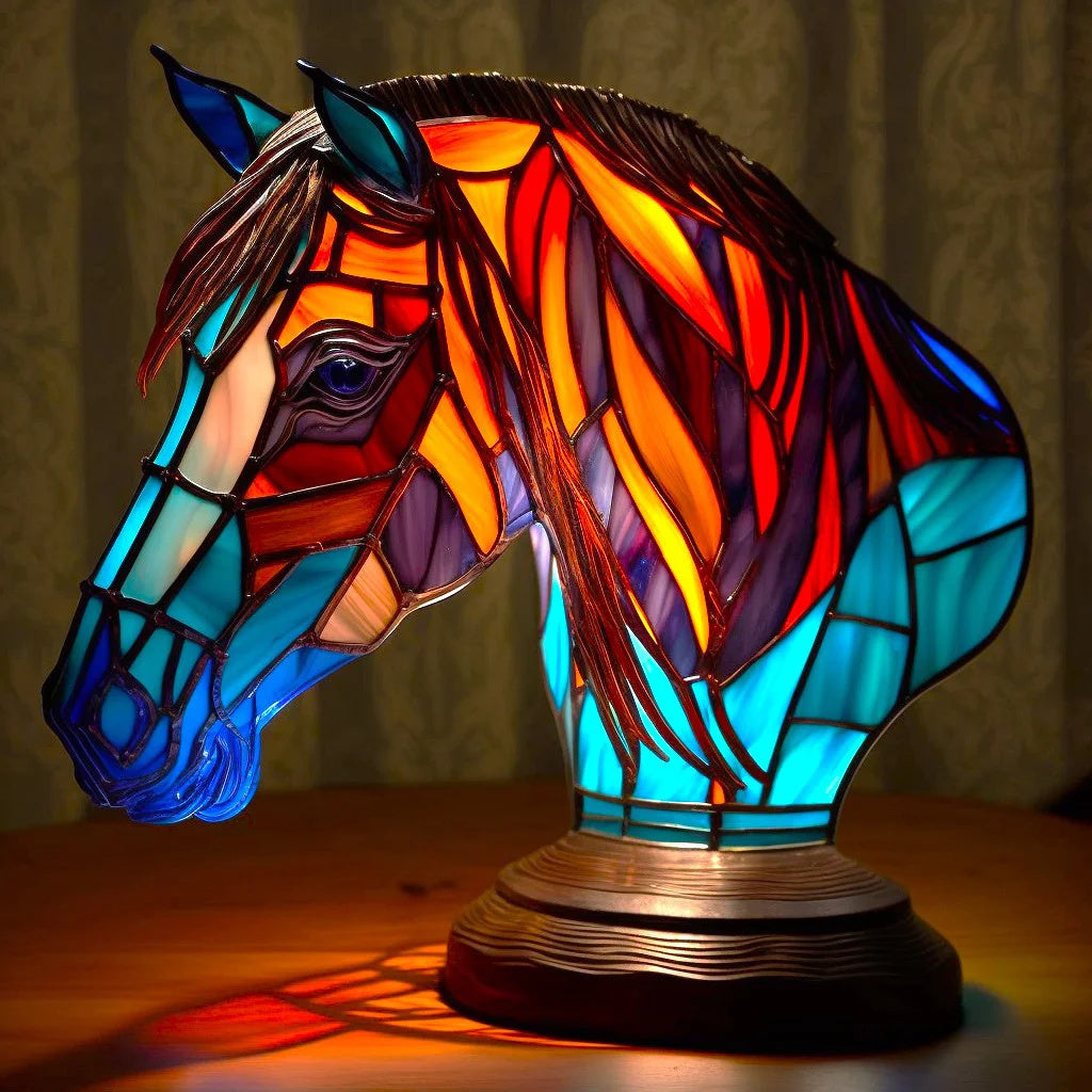 Animal Lamp – Stained Glass Look Night Light, 18 Animals incl. Owl, Fox, Elephant & Unicorn, Gift