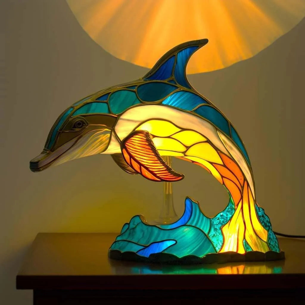 Animal Lamp – Stained Glass Look Night Light, 18 Animals incl. Owl, Fox, Elephant & Unicorn, Gift
