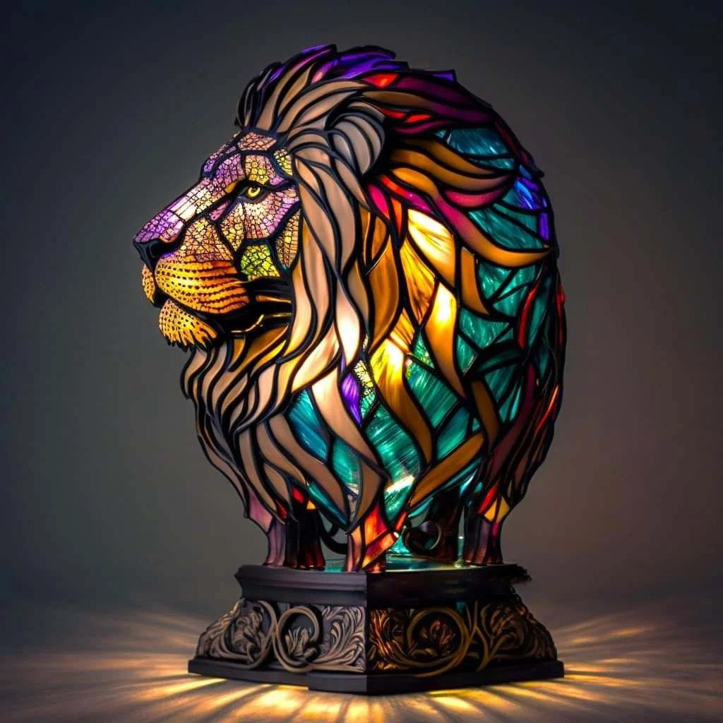 Animal Lamp – Stained Glass Look Night Light, 18 Animals incl. Owl, Fox, Elephant & Unicorn, Gift