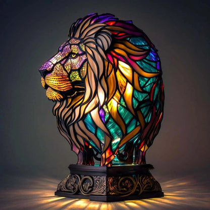 Animal Lamp – Stained Glass Look Night Light, 18 Animals incl. Owl, Fox, Elephant & Unicorn, Gift