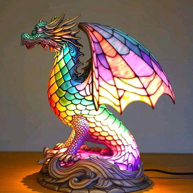 Animal Lamp – Stained Glass Look Night Light, 18 Animals incl. Owl, Fox, Elephant & Unicorn, Gift