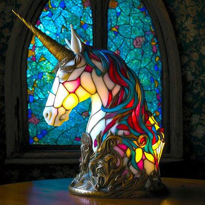Animal Lamp – Stained Glass Look Night Light, 18 Animals incl. Owl, Fox, Elephant & Unicorn, Gift