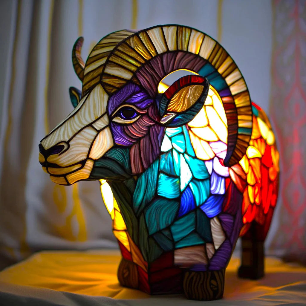 Animal Lamp – Stained Glass Look Night Light, 18 Animals incl. Owl, Fox, Elephant & Unicorn, Gift
