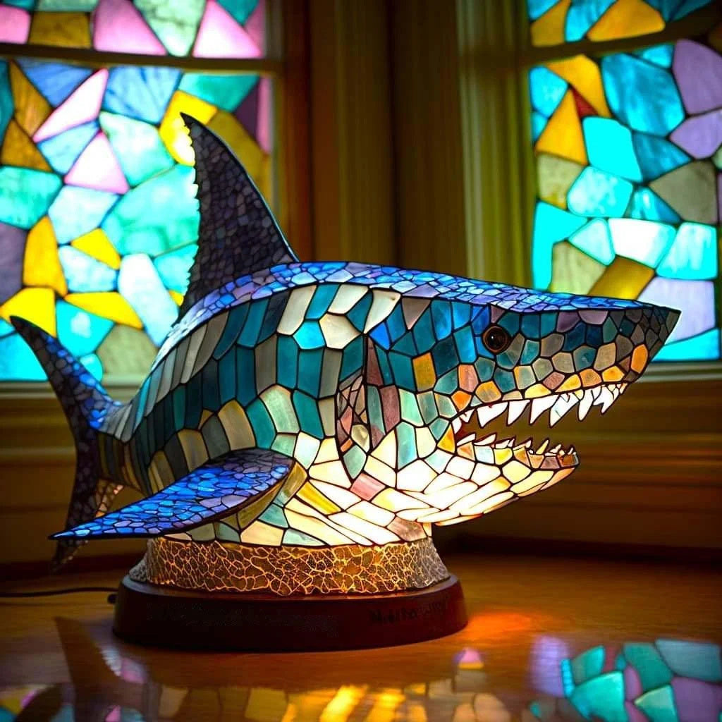 Animal Lamp – Stained Glass Look Night Light, 18 Animals incl. Owl, Fox, Elephant & Unicorn, Gift