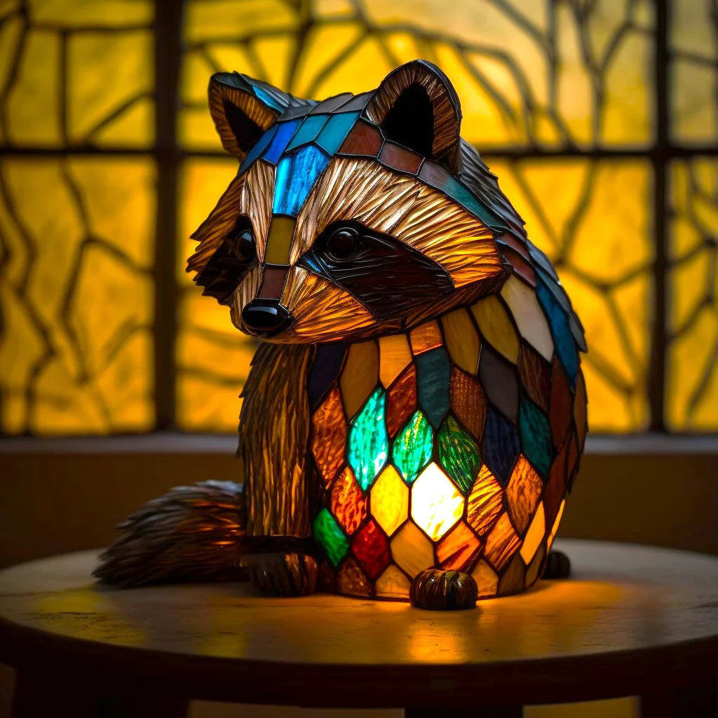 Animal Lamp – Stained Glass Look Night Light, 18 Animals incl. Owl, Fox, Elephant & Unicorn, Gift